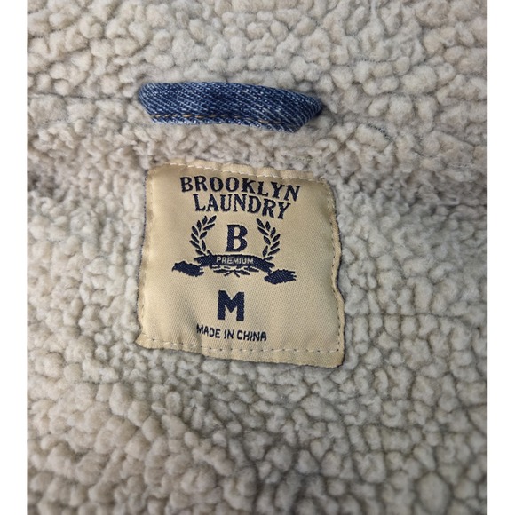 Brooklyn Laundry Men's Sherpa Lined Denim Jean Jacket Size Medium. Distressed. - Picture 2 of 9